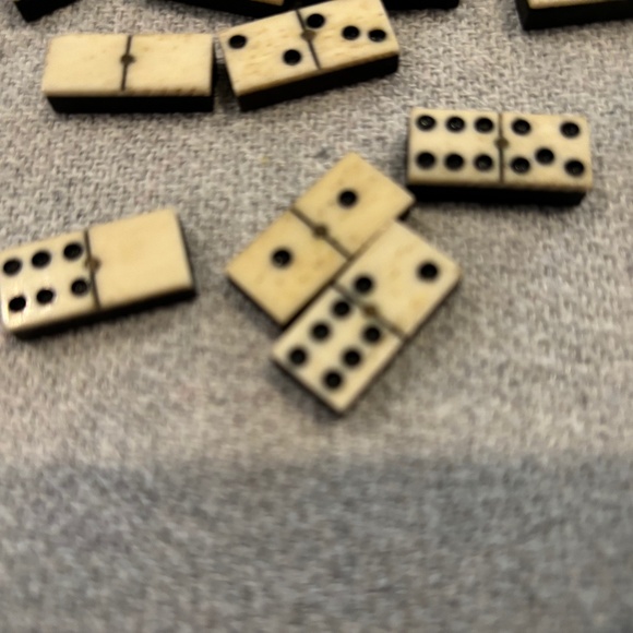 19th Century Civil War Era Mini Bone and Ebony Dominos 28 Complete Piece Set - Picture 7 of 8